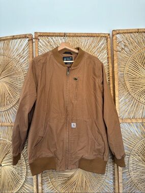 Carhartt Crawford Tan Canvas Bomber Jacket 1x